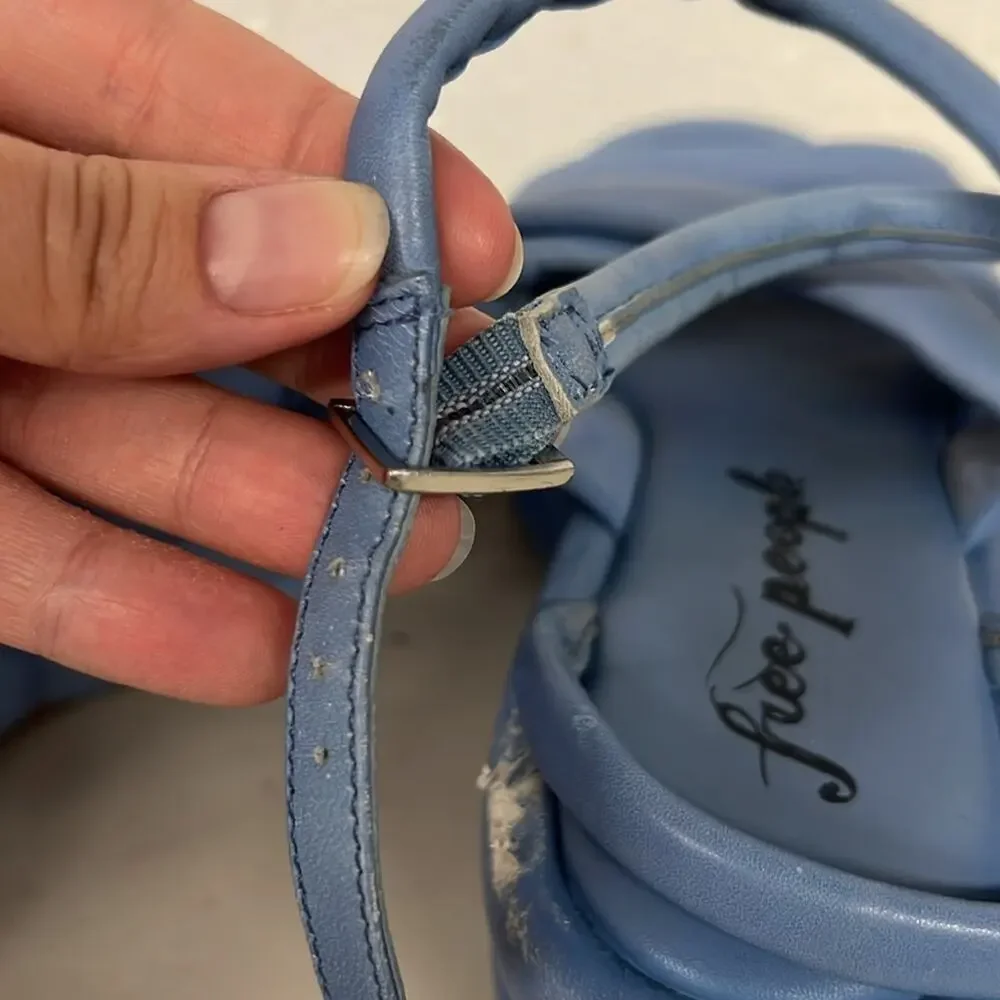 Free people sz36 eu blue leather platform strappy sandal carnival cobalt Harper